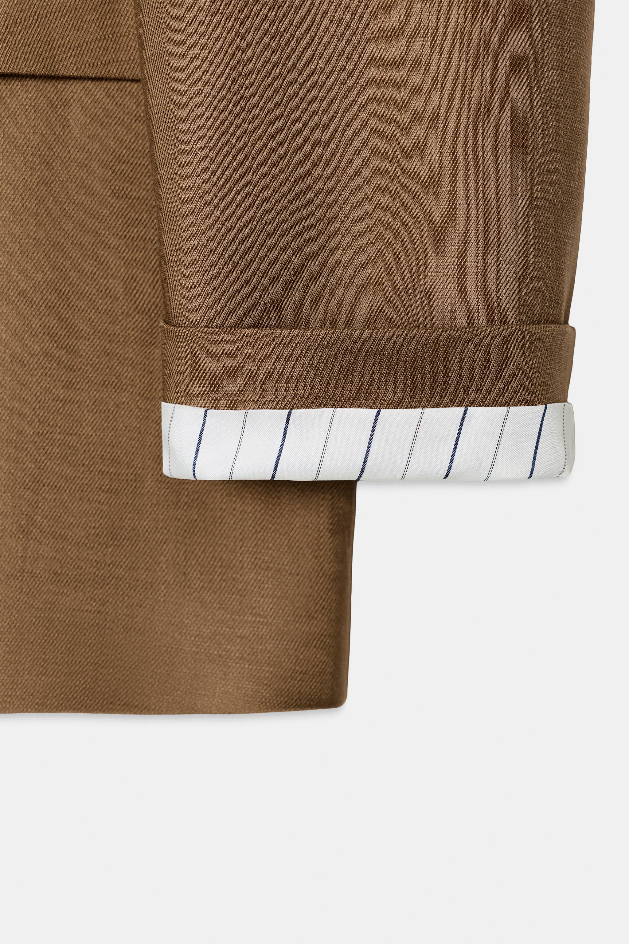 LINEN DOUBLE BREASTED BLAZER WITH ROLLED-UP SLEEVES